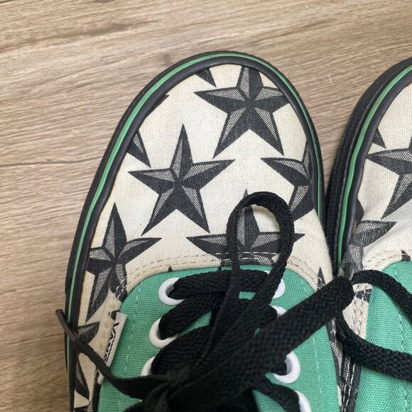 Men's 6.5/Women's 8 Custom Designed Teal & Black Star Vans - Picture 6 of 12